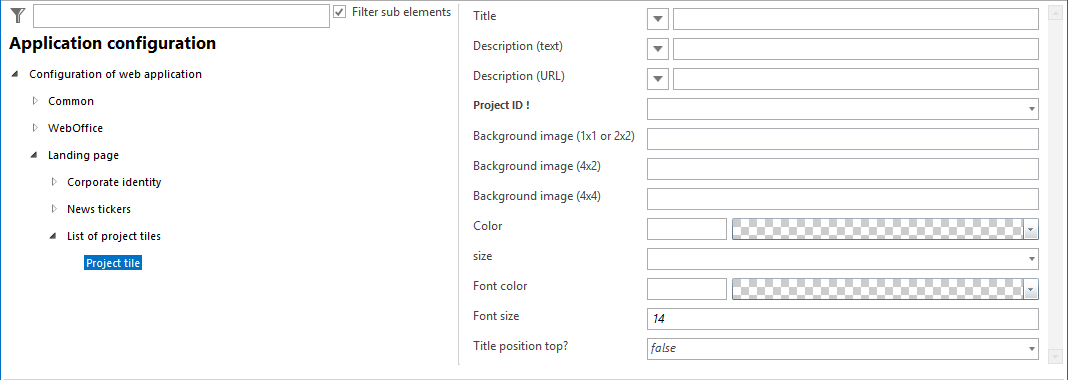 Configuration - List of project tiles&nbsp;