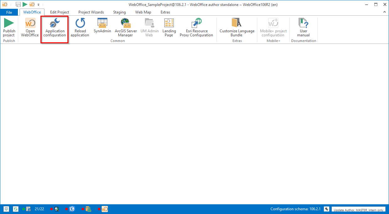Open the Application configuration Open the Application configuration