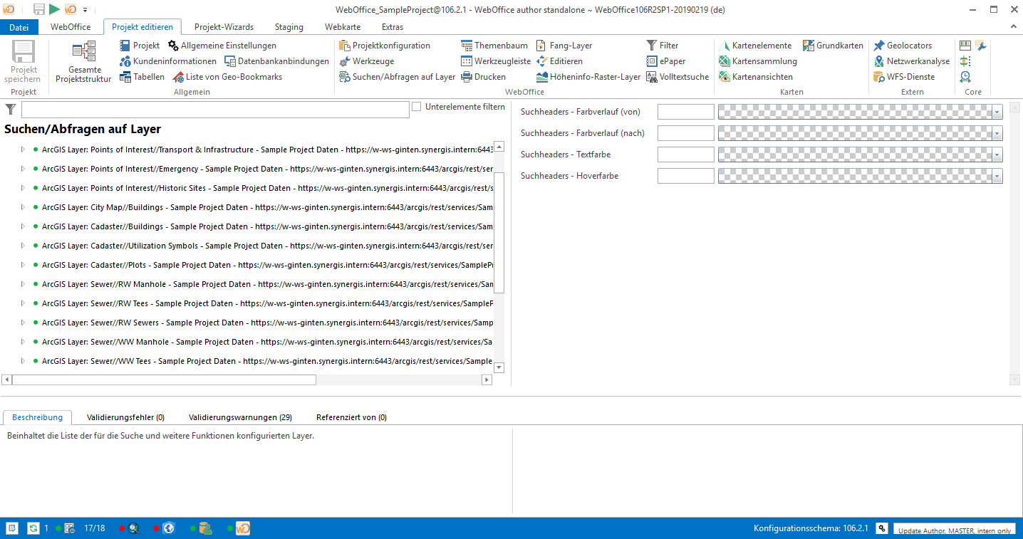 Configuration tree on the left side, configuration form on the right side. Configuration tree on the left side, configuration form on the right side.