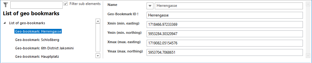 Geo-bookmark configuration Geo-bookmark configuration