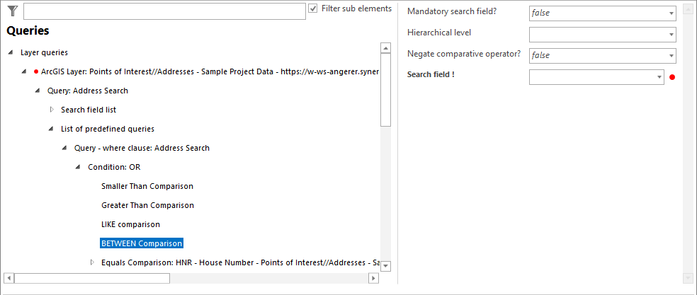 Comparison elements configuration