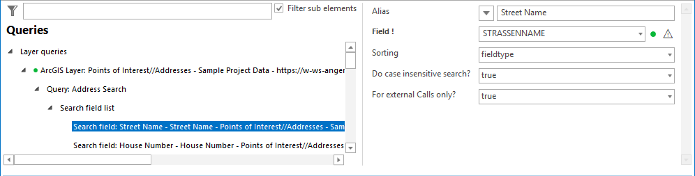 Search field configuration Search field configuration