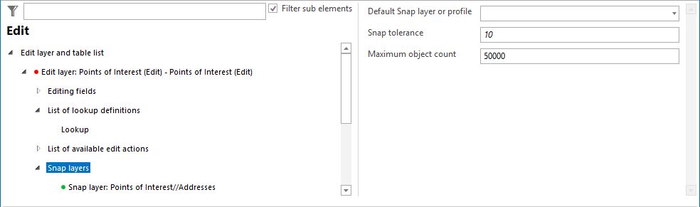 Snap layers configuration within edit layers