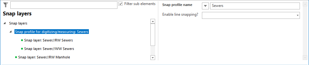 Snap profile for digitizing / measuring configuration Snap profile for digitizing / measuring configuration