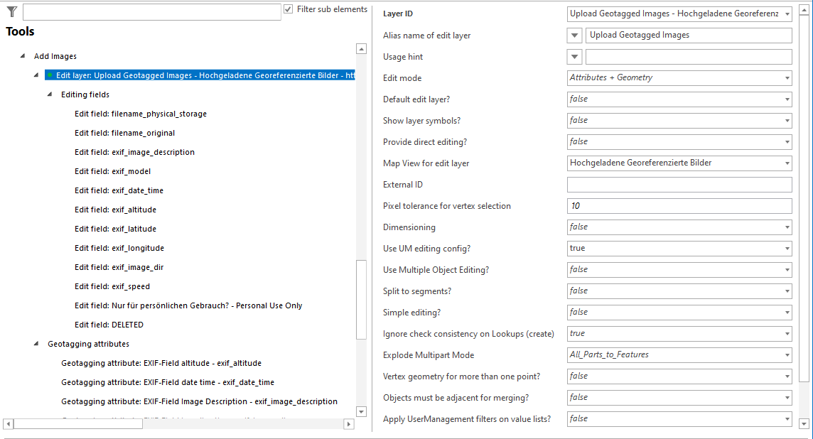 Edit layer for upload geotagged images tool configuration Edit layer for upload geotagged images tool configuration
