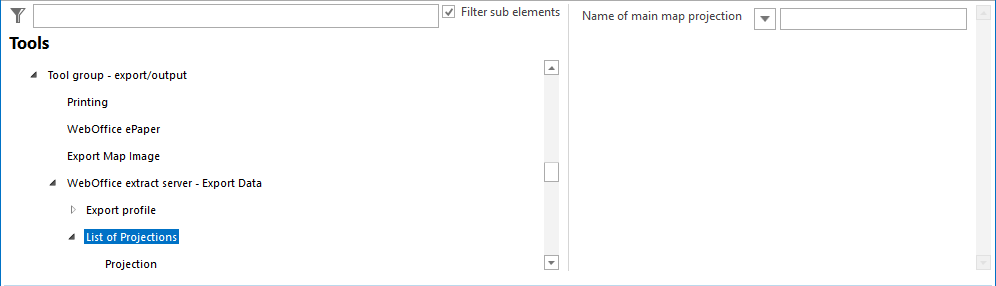 List of projections configuration List of projections configuration