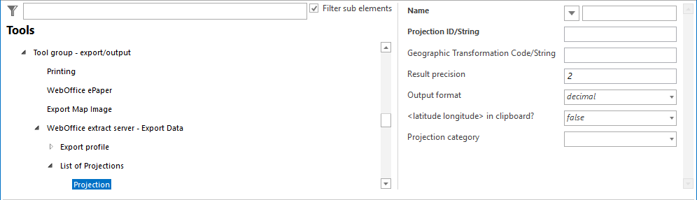 Projection configuration Projection configuration