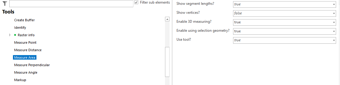Measure - Area tool configuration