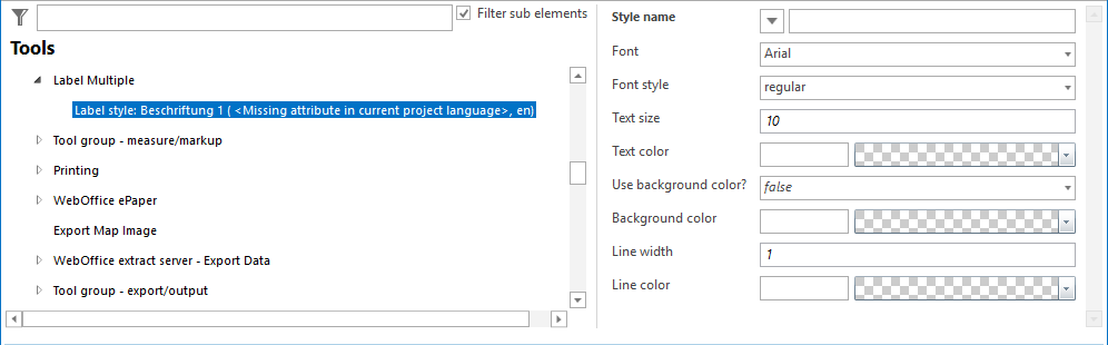 Label style for multifeature free labeling - configuration Label style for multifeature free labeling - configuration