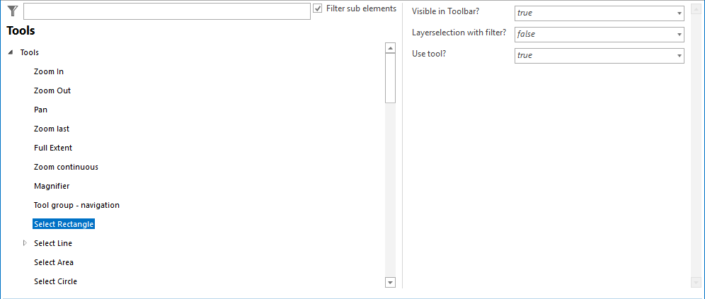 Select Rectangle tool configuration Select Rectangle tool configuration