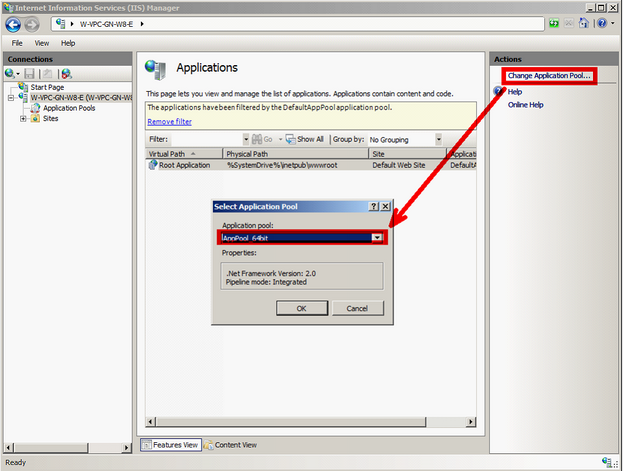Assign application to new Application pool Assign application to new Application pool