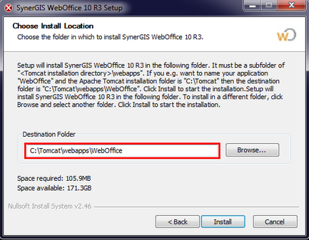 WebOffice 10 R3 installation location