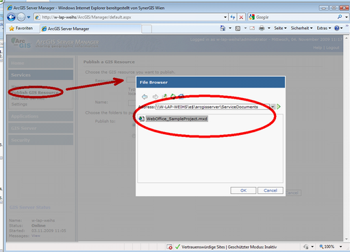 Publishing an ArcMap document with ArcGIS Server Manager