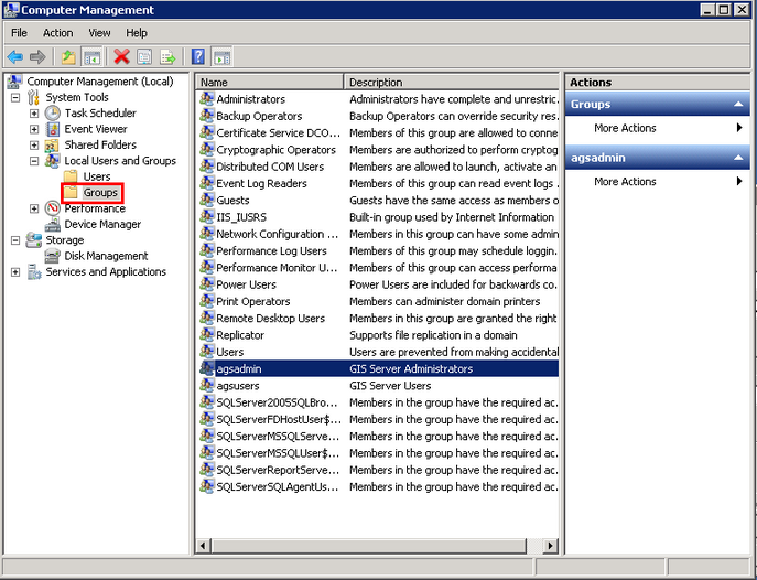 Managing local users and groups - agsadmin