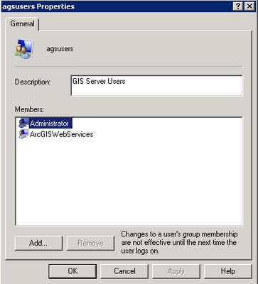 Adding local Administrator user to agsusers group