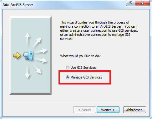 Manage GIS Services dialog Manage GIS Services dialog