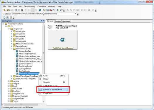 Publish Map document to ArcGIS Server Publish Map document to ArcGIS Server