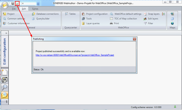 WebOffice author Publish function – Publish window with hyperlink to the WebOffice 10 R3 project WebOffice author Publish function – Publish window with hyperlink to the WebOffice 10 R3 project