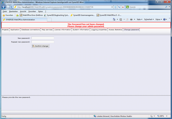 WebOffice 10 R3 administration pages - change password WebOffice 10 R3 administration pages - change password