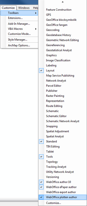 WebOffice Plotten toolbar in ArcMap