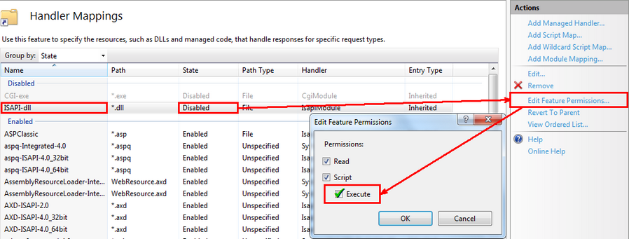 Enable Execute for Edit Feature Permissions