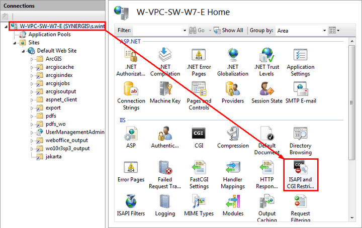 Navigate to the webserver and open ISAPI and CGI Restrictions in IIS Manager