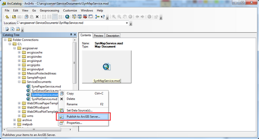 Publish Map document to ArcGIS Server Publish Map document to ArcGIS Server