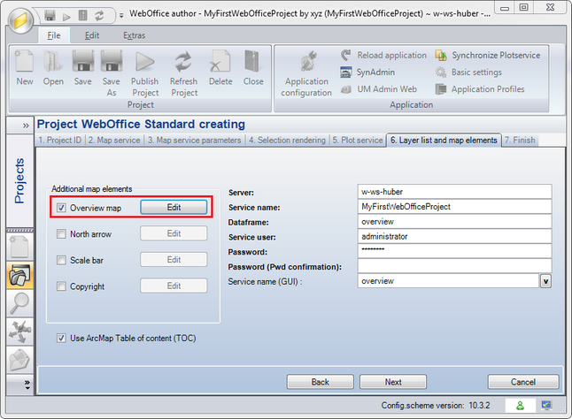 Create WebOffice Project wizard - Step 6 - Edit 'Overview map' Create WebOffice Project wizard - Step 6 - Edit 'Overview map'