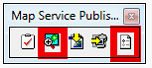 Preview Map and Options buttons of the Map Service Publishing toolbar