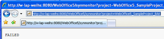 Monitoring a WebOffice 10 R3 project using the synmonitor call interface - FAILED