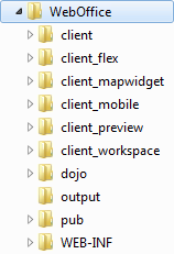 WebOffice 10 R3 web application top level directories