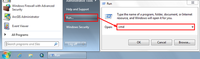 Open command line DOS box