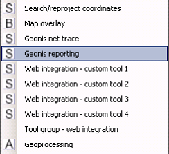 Tool selection with license icon