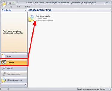 Start the Create WebOffice project wizard
