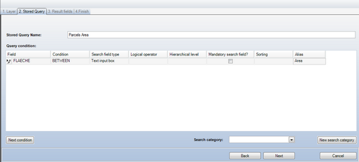 Create WebOffice query wizard - Step 2