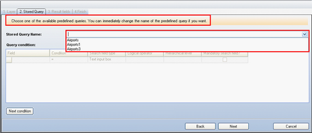 Edit WebOffice query wizard - Step 2