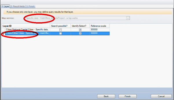 Page 1 of Define selectable/identifiable Layers wizard