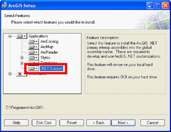 .NET Support Installation option in ArcGIS Setup .NET Support Installation option in ArcGIS Setup
