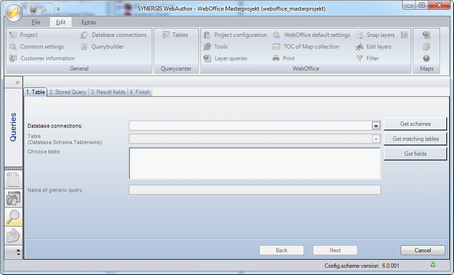 Create WebOffice query wizard - Step 1