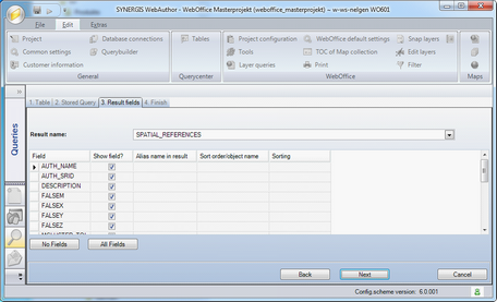 Create WebOffice query wizard - Step 3