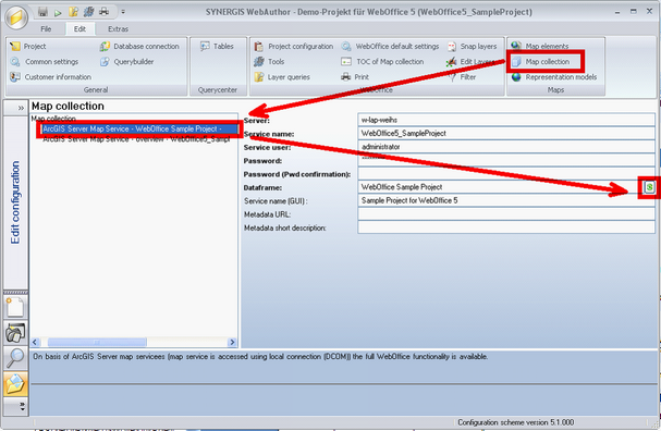 Import layer references button in ArcGIS Server Map Service element