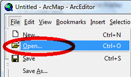 File - Open menu in ArcMap
