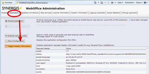 Display HTTP header information