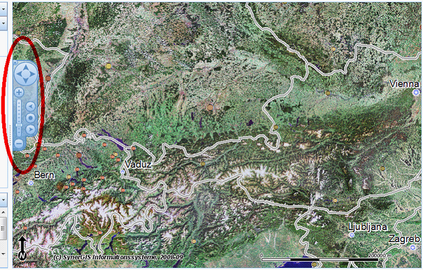 Navigation control and zoom slider