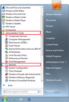 Starting Windows Services management