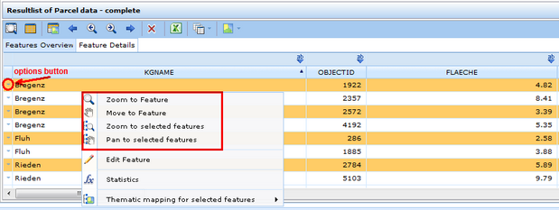 Context menu of Search result
