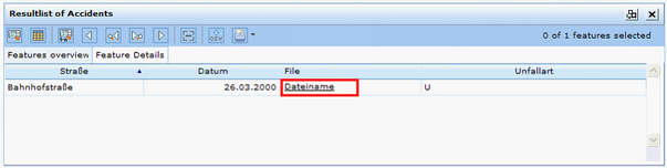 Hyperlink functionality provided as link in the Search result
