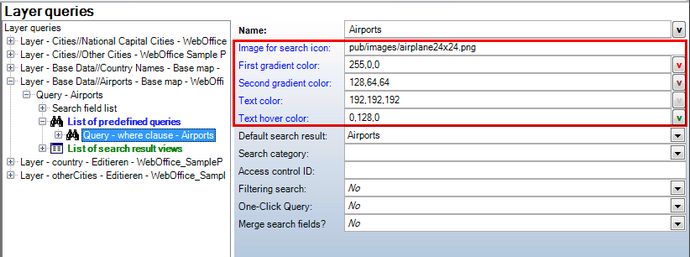 WebOffice 10 R3 flex specific Query attributes