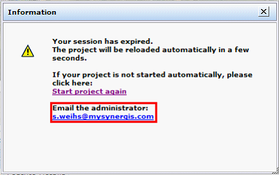 E-Mail of system administrator shown in WebOffice 10 R3 client