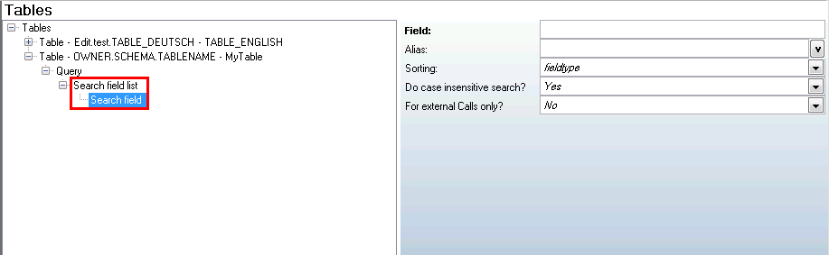 Search field list and Search field
